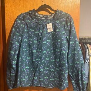 J. Crew Cotton Floral Long Sleeve Blouse